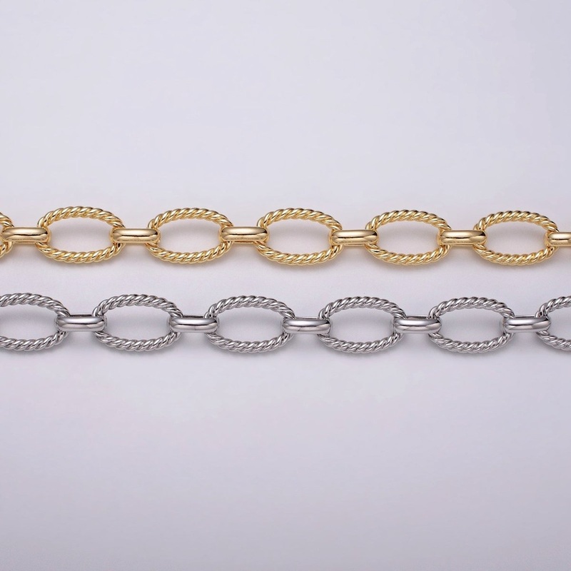 16k Gold Filled Chain by Yard Rope Oval Cable Chain Unfinished Chain Wholesale Chunky Chain Large Oval Link Chain | ROLL-1319 ROLL-1320 Gold