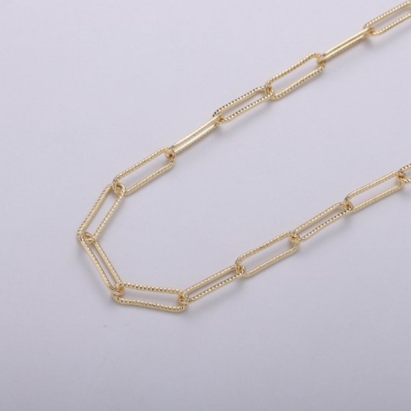 16K Gold Filled PAPER CLIP Chain for Necklace Bracelet Anklet Component Supply by Yard | ROLL-284