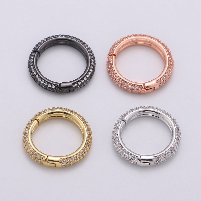 20mm Gold Micro Pave Spring Buckle Metal Snap Clasp Spring gate ring, Trigger Round Ring, Push Snap Hook for Jewelry Fashion Supply K-904 – K-907 Gold