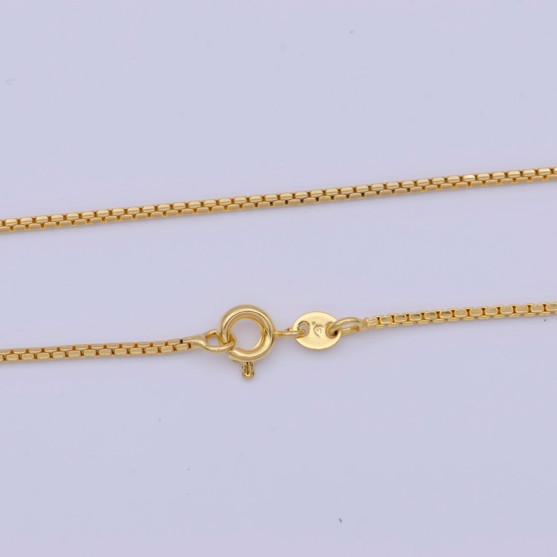 24k Gold Filled Box Chain Necklace Dainty Box Chain Necklace, 1mm Link Chain Necklace, Box Chain Ready to Wear Necklace | WA-1132 Clearance Pricing