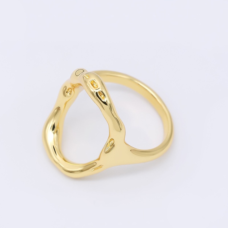 24K Gold Filled Open Molten Abstract Round Adjustable Ring | O246 O247 6.5