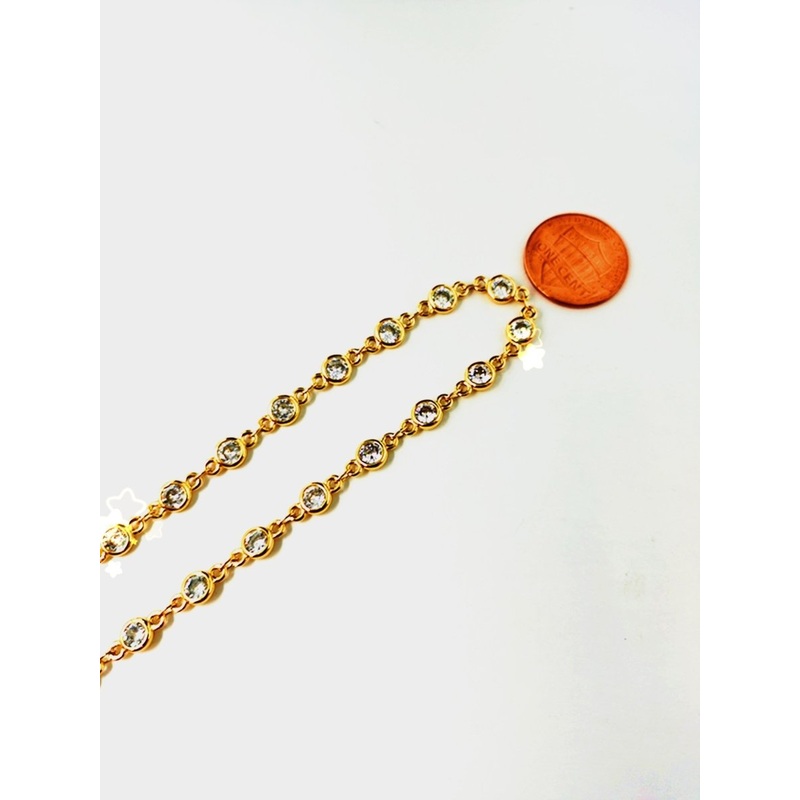 5mm Round Cubic Zirconia Gold Filled Chain by Yard, Gold Cable Chains, Chain Supplies, Bulk Chain for Rosary Necklace Bracelet Supply | ROLL-182 Clearance Pricing