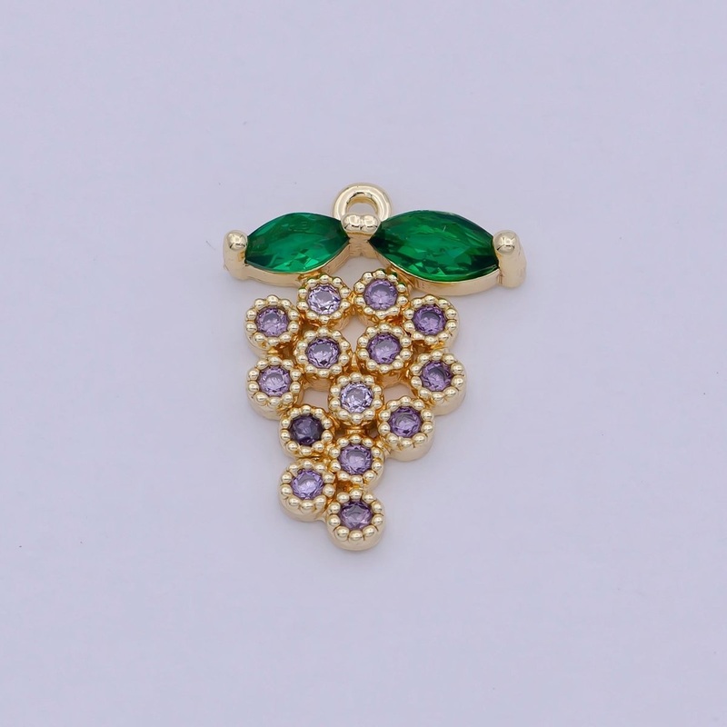 Mini 18k gold filled grape pendant for necklace and jewelry making/ fruit pendant/ fruit charm for jewelry finding N-915
