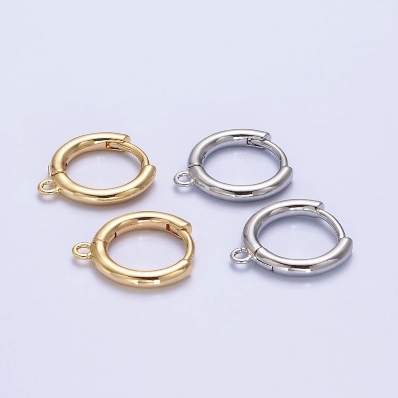 One Touch Hoop Snap Close Earrings making w/ open link 15.6 mm, Nickel free Lead Free for Earring Charm Making Z-161 Z-162 Gold