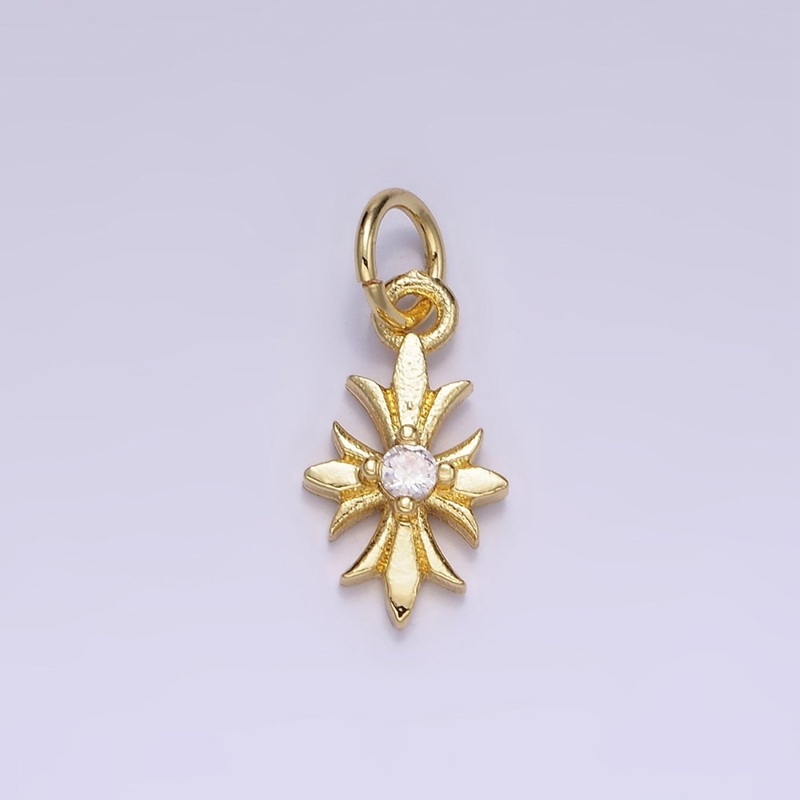 14K Gold Filled 16mm Clear CZ Fleury Cross Add-On Charm | AG647