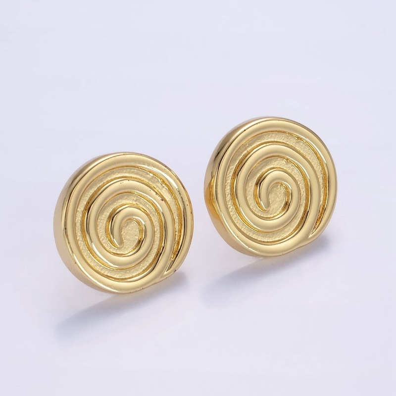 14K Gold Filled 20mm Circular Round Stud Earrings | Q081
