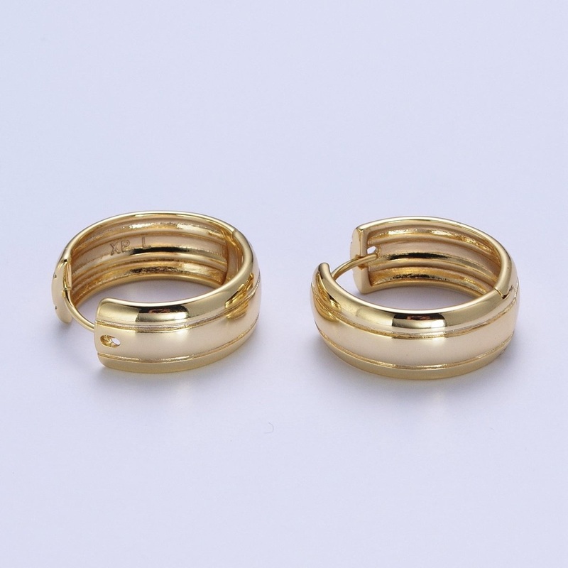 14K Gold Filled Minimalist Plain Gold Small Bold Thick Hoop Huggie Earring, Perfect for Everyday Wear or Gift | AD-562