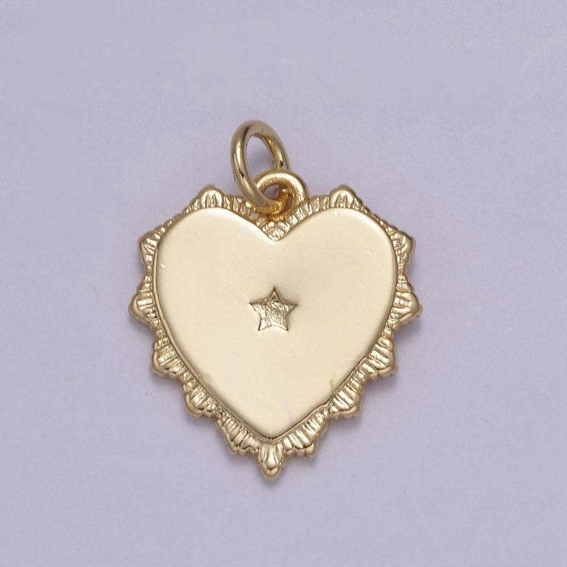 14k Gold Filled North Star Charm Cubic Zirconia Heart Pendant Pave CZ Celestial Sunburst Pendant Jewelry Making N-851
