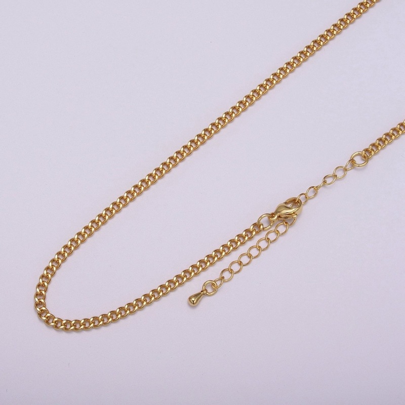 24K Gold Filled 3mm Miami Curb 18 Inch Layering Chain w. 2 Inch Extender | WA-404 Clearance Pricing
