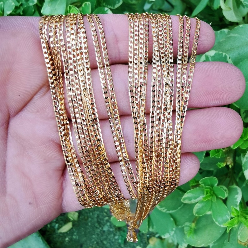 24k Gold Filled Curb Chain Filled Curb Cuban Chain Necklace, Layer Gold Chain 17.5 inch / 19.5 inch | WA-748 WA-772 Clearance Pricing 17.5 Inches
