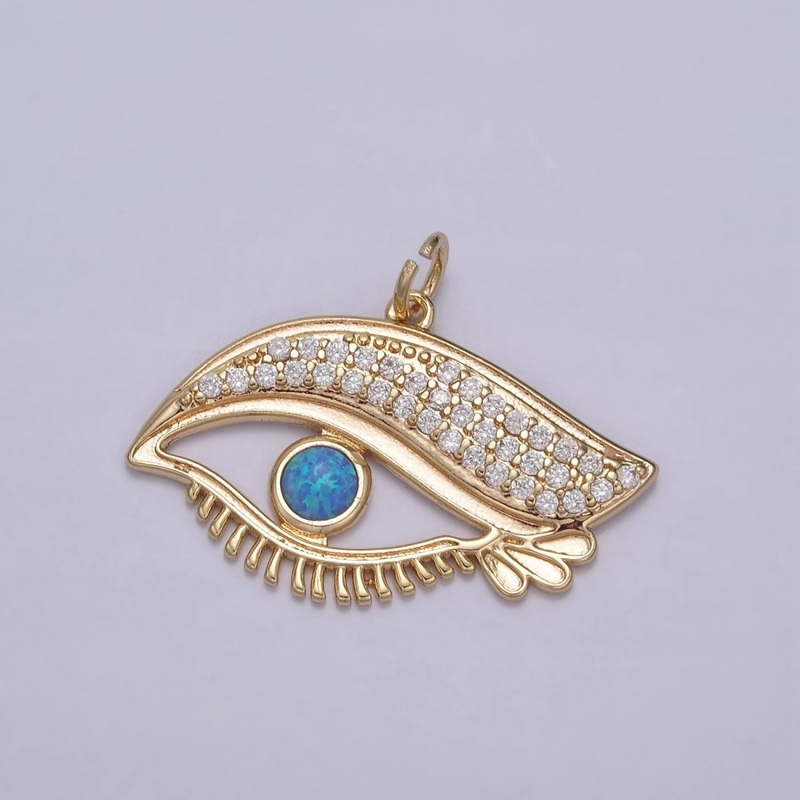 Micro Pave Eye Pendant Necklace in 18k Gold Filled Charm N-854