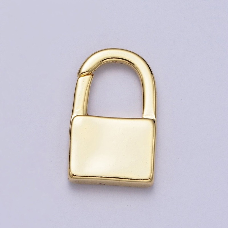 Minimalist Gold Padlock Push Spring Gate Closure Clasps Supply | Z037