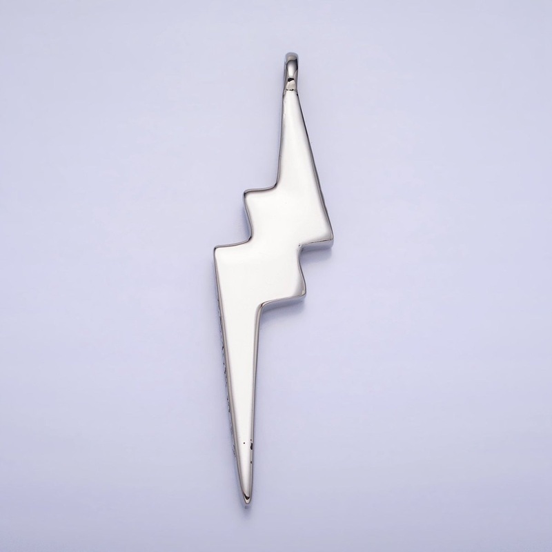 Stainless Steel Engraved Script Lightning Bolt Pendant | P1160