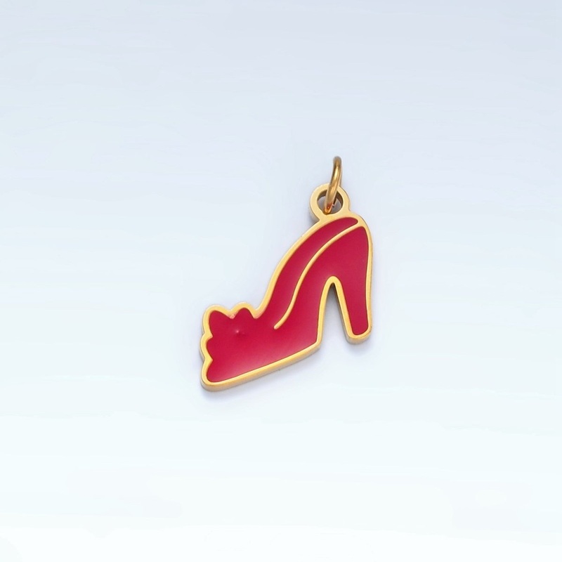 Stainless Steel Mini Red Heels Enamel Charm | P683