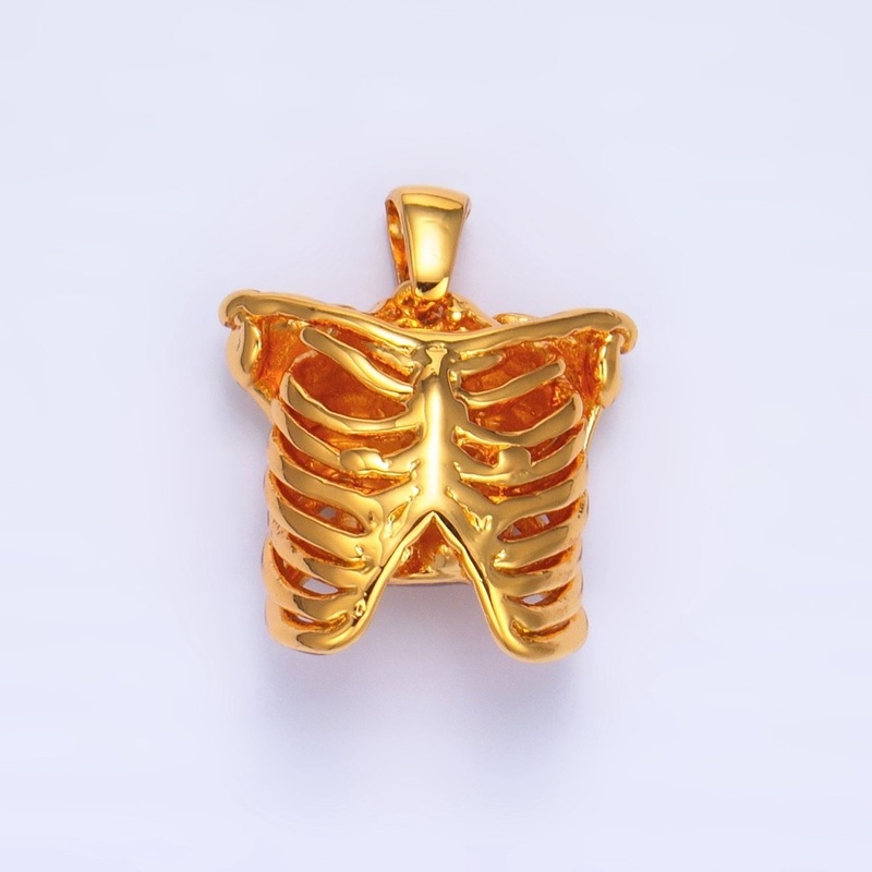 Stainless Steel Multidimensional Human Anatomy Skeleton Rib Pendant | P1509