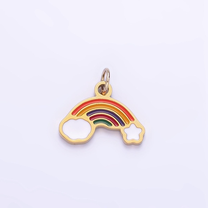 Stainless Steel Rainbow Charm Enamel Clouds Kids Jewelry Pendant | P1005