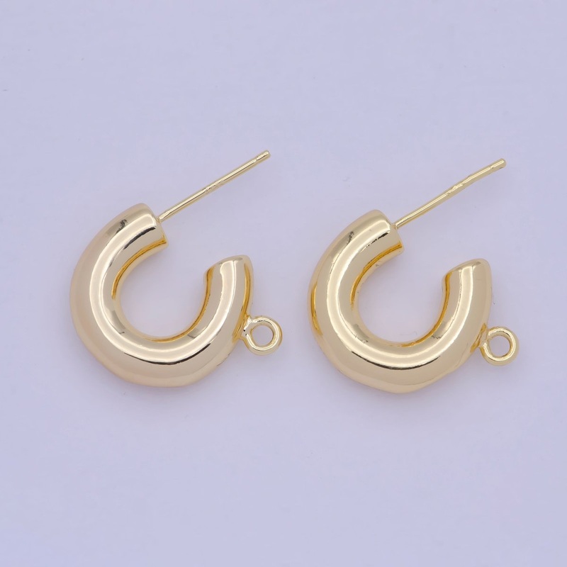 14K Gold Filled Chubby C-Shaped Hoop Open Loop Earrings Making Supply L-732