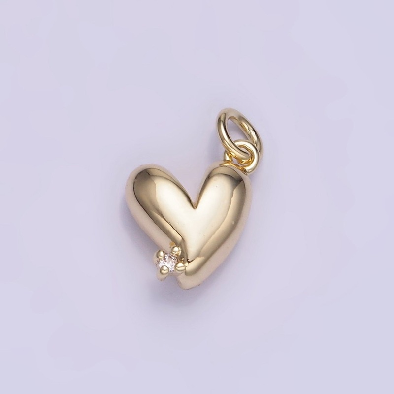 14K Gold Filled Clear CZ Heart Mini Charm | W528