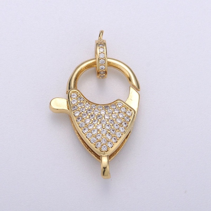 14k Gold Filled Lobster Clasp, CZ Clear Micro Pave Lobster End Clasp, Cubic Clasp Enhancer, DIY, Jewelry Making Supply 31X18mm K-909