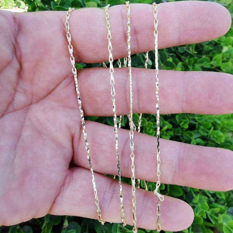 16.5 Inches Link Barleycorn Chain – 14K Gold Plated Necklace – 1.7mm Women’s Necklace – Gold Plated Jewelry Ready to Wear Chain Finished Chain | CN-879  Clearance Pricing