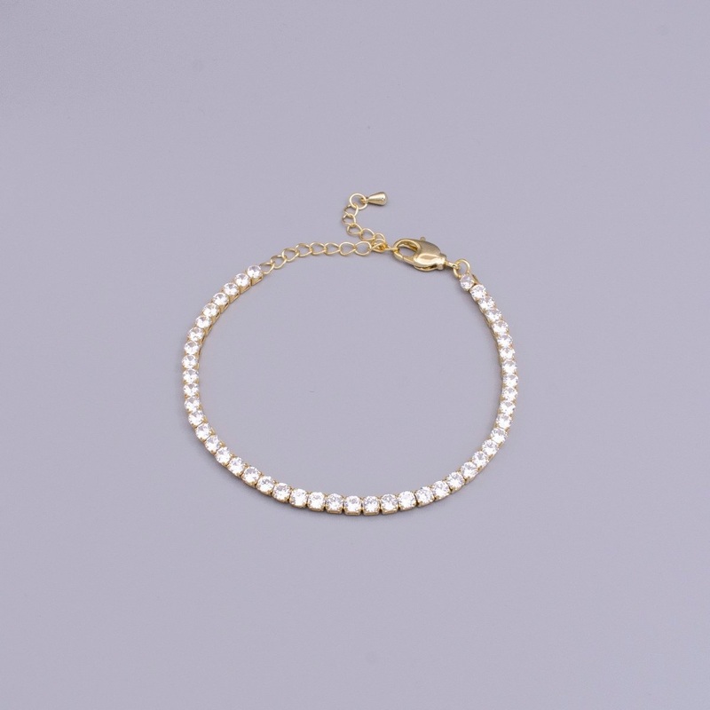 16K Gold Filled 3mm Clear Crystal Tennis Chain 7.25″ Bracelet | WA-1886 7.25 Inches