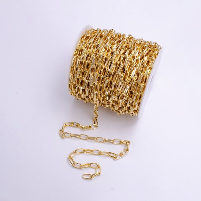 16K Gold Filled 6mm Cable Chunky Statement Unfinished Chain For Jewelry Making | ROLL-1378 Clearance Pricing