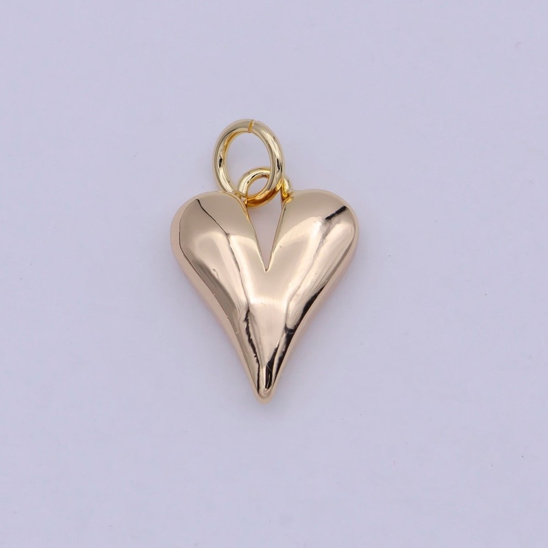 16k Gold Filled Dainty Puff Heart Charm for Love Valentine Jewelry Making N-907 GOLD