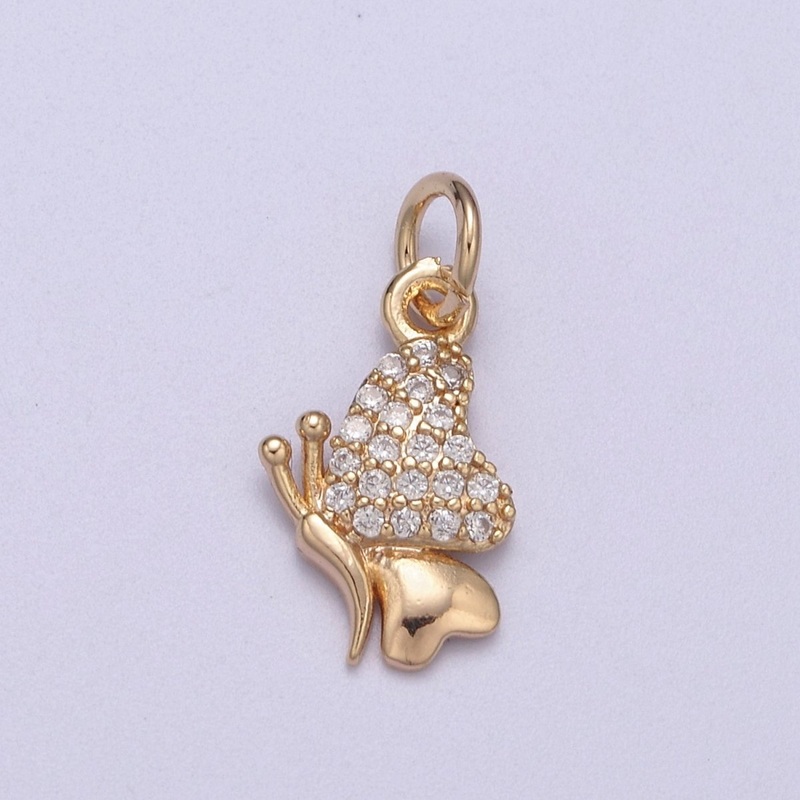 16K Gold Filled Mini Butterfly Insect Micro Paved CZ Wings N-286