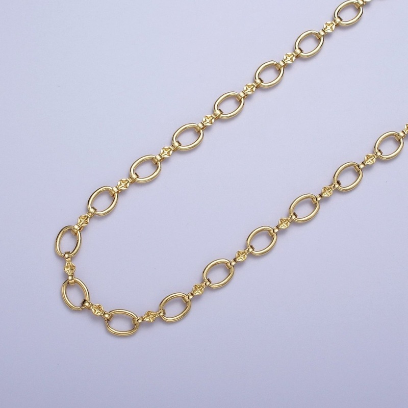24K Gold Filled 6mm Cable Engraved Figure Eight Link Unfinished Unique Chain by Yard | ROLL-848 Clearance Pricing