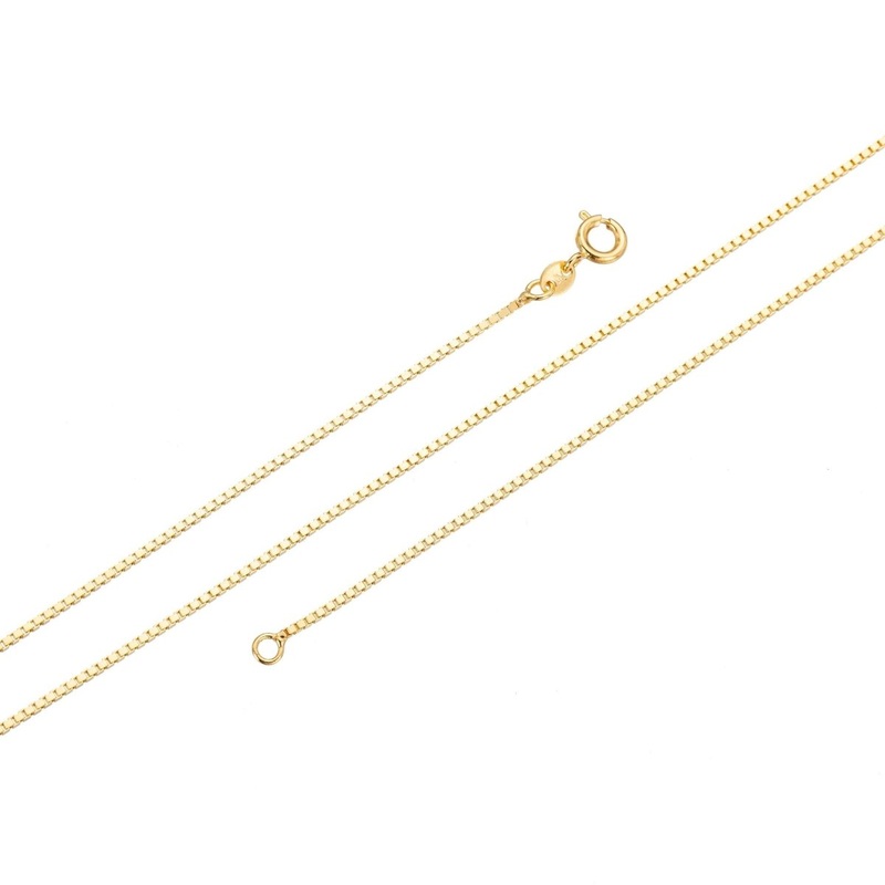 24K Gold Filled Box Chain Necklace, 17.5 inch Box Finished Necklace For Jewelry Making, Dainty 1.1mm Box Necklace w/ Spring Ring | CN-294