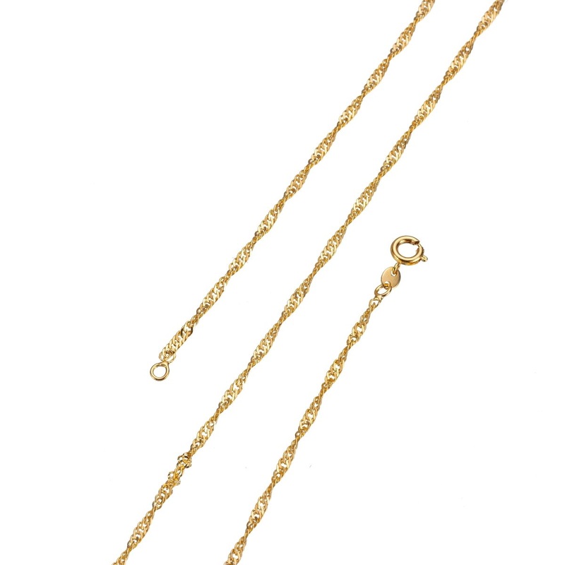 24K Gold Filled Necklace – Singapore Necklace – Dainty Gold Twist Link Chain Layering Necklace 2.2mm 23.5 inch ready to wear Spring Rings | CN-214  Clearance Pricing