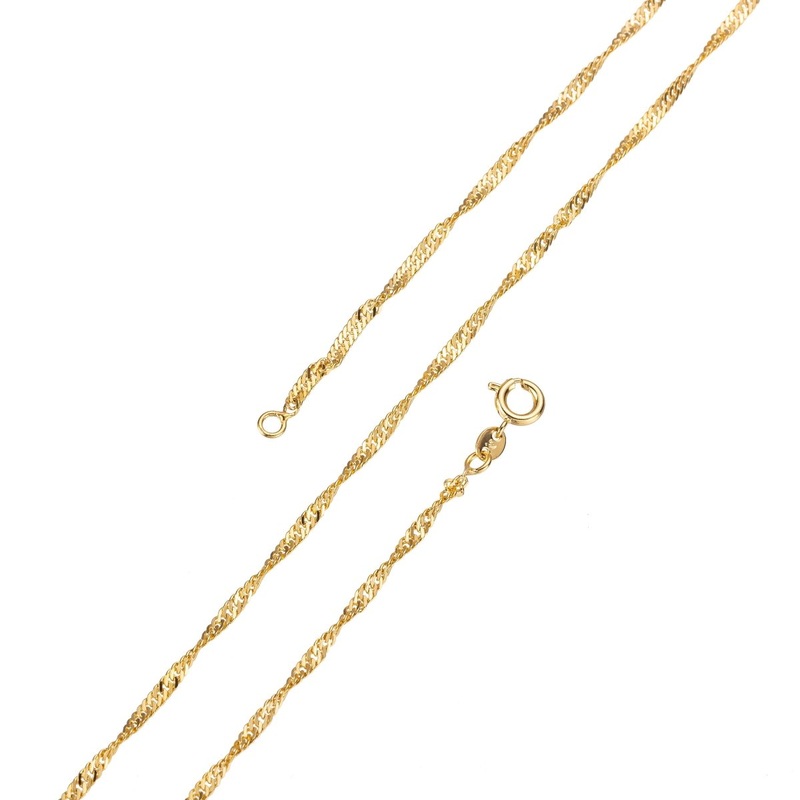 24K Gold Filled Necklace  – Singapore Necklace – Dainty Gold Twist Link Chain Layering Necklace 2mm 17.5 Inch Ready To Wear w/ Spring Ring | CN-210  Clearance Pricing