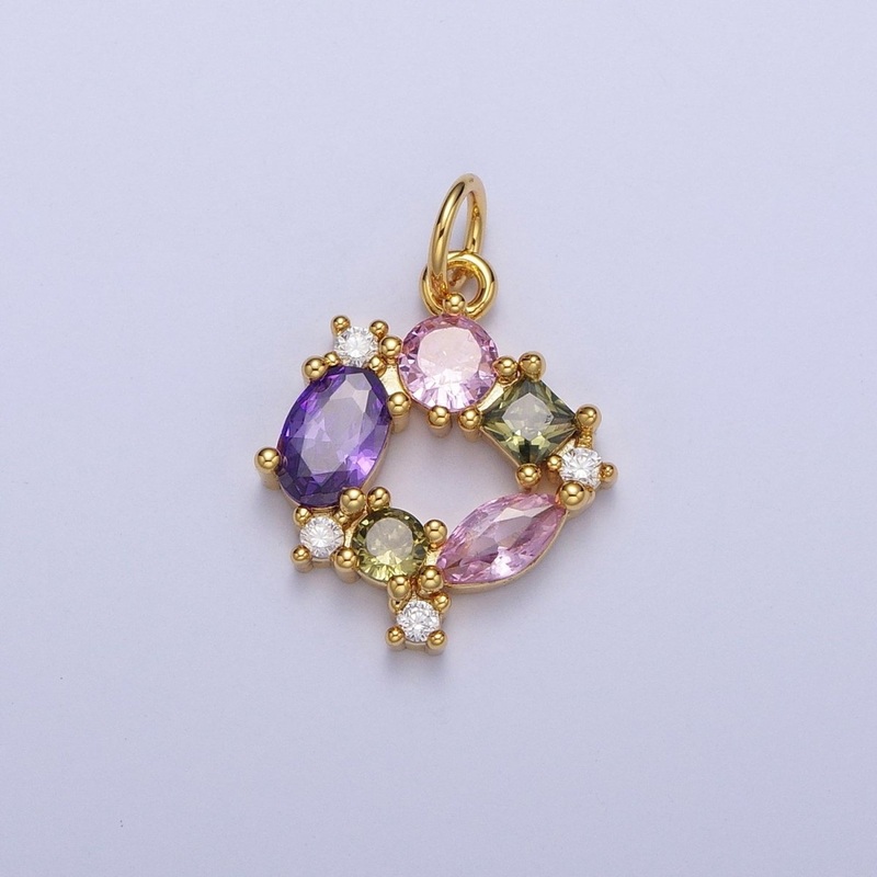 Multicolor Geometric Cubic Zirconia Round Circle Mini Charm For Jewelry Making | C-863