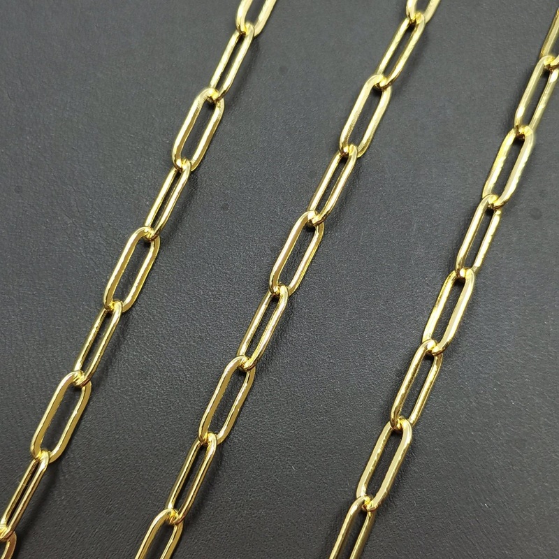 OS 24K Gold Filled PAPER CLIP Rolo Cable Chain by Yard, Gold Filled Cable Rolo Chain by Yard, Wholesale Bulk Roll Chain for Jewelry Making | ROLL-162