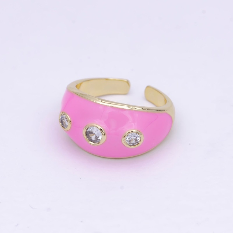 Pink Dome Ring Gold Filled Ring with CZ S-234