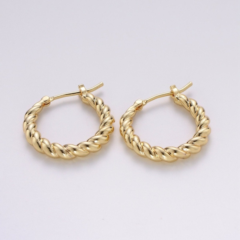 Small Twisted Hoop Earrings 20mm Hoop Earring Gold Vermeil Q-320