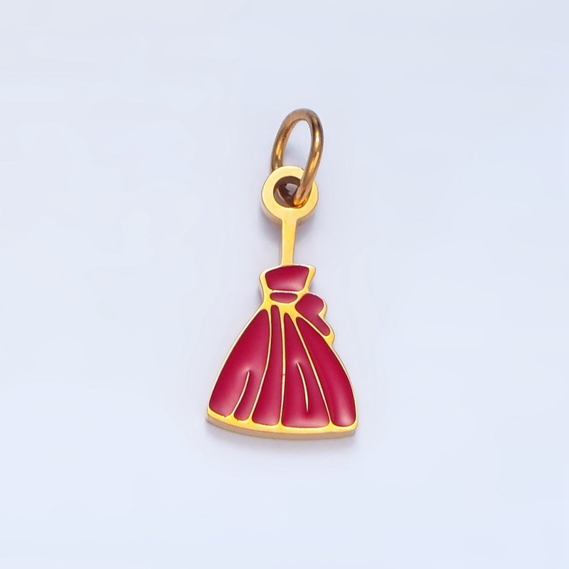 Stainless Steel Red Enamel Dress Mini Charm | P1298