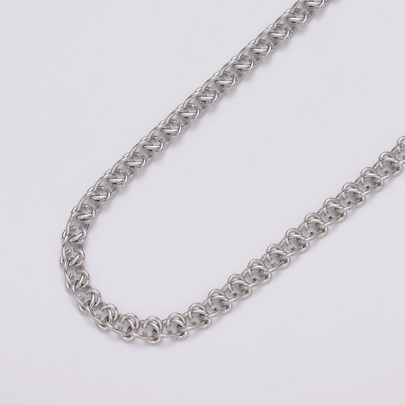 White Gold Filled 12mm Geometric C-Shaped Wheat Double Link Designed Unfinished Chain | ROLL-1100 Clearance Pricing