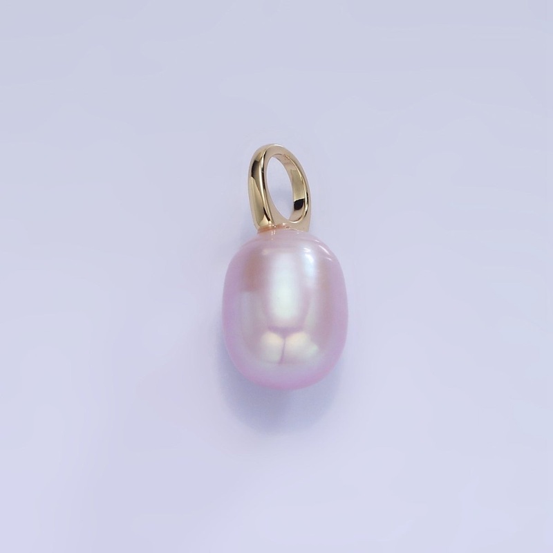 14K Gold Filled 18mm Purple Ringed Oval Freshwater Pearl Drop Pendant | P1736