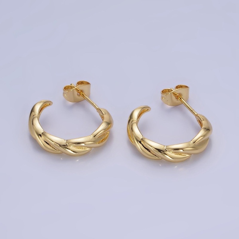14K Gold Filled 20mm Braided C-Shaped Hoop Earrings | AB1320