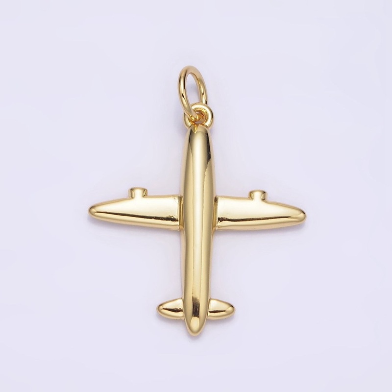 14K Gold Filled 21mm Airplane Flying Traveling Minimalist Charm | N993