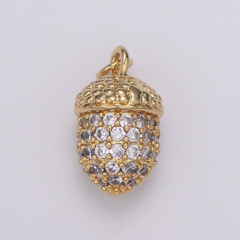14K Gold Filled Acorn Charm for Minimalist Necklace Jewelry Making supply Micro Pave Acorn Pendant for Bracelet Earring E-185