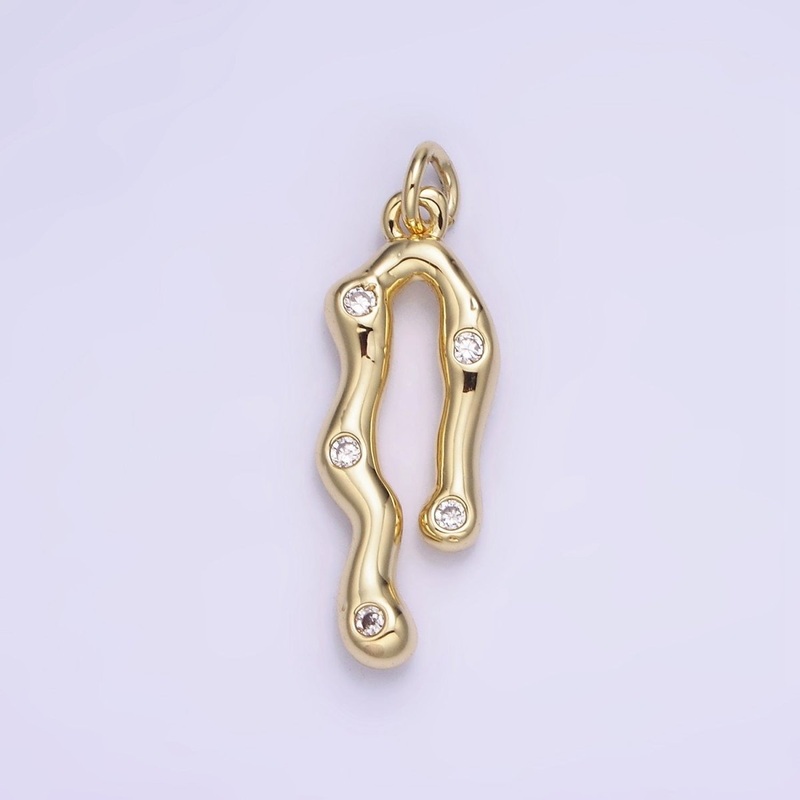 14K Gold Filled CZ Molten Band Charm | AG713