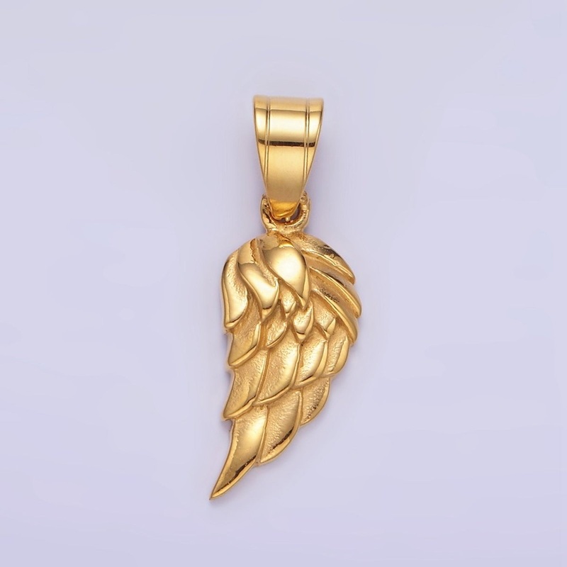 14K Gold Filled Feather Angel Wing Minimalist Pendant | P1457