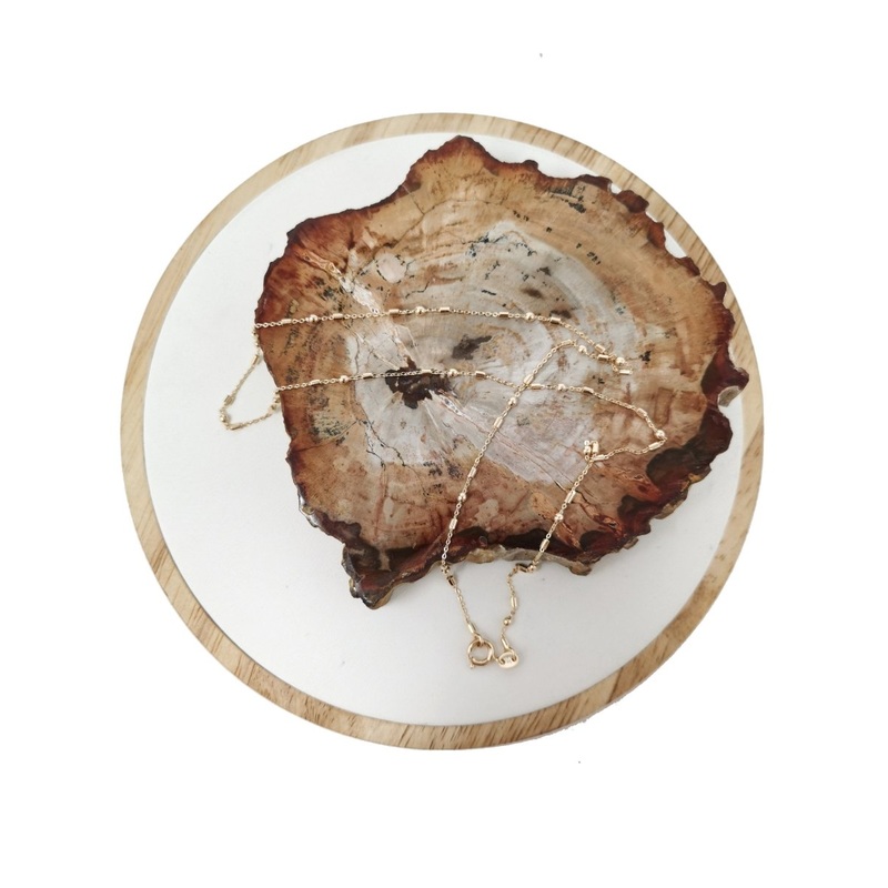 18K Gold Plated Bead Chain Necklace, Gold 17.7 Inch Beaded Chain, Dainty 2mm Bead Necklace w/ Spring Ring | CN-696  Clearance Pricing