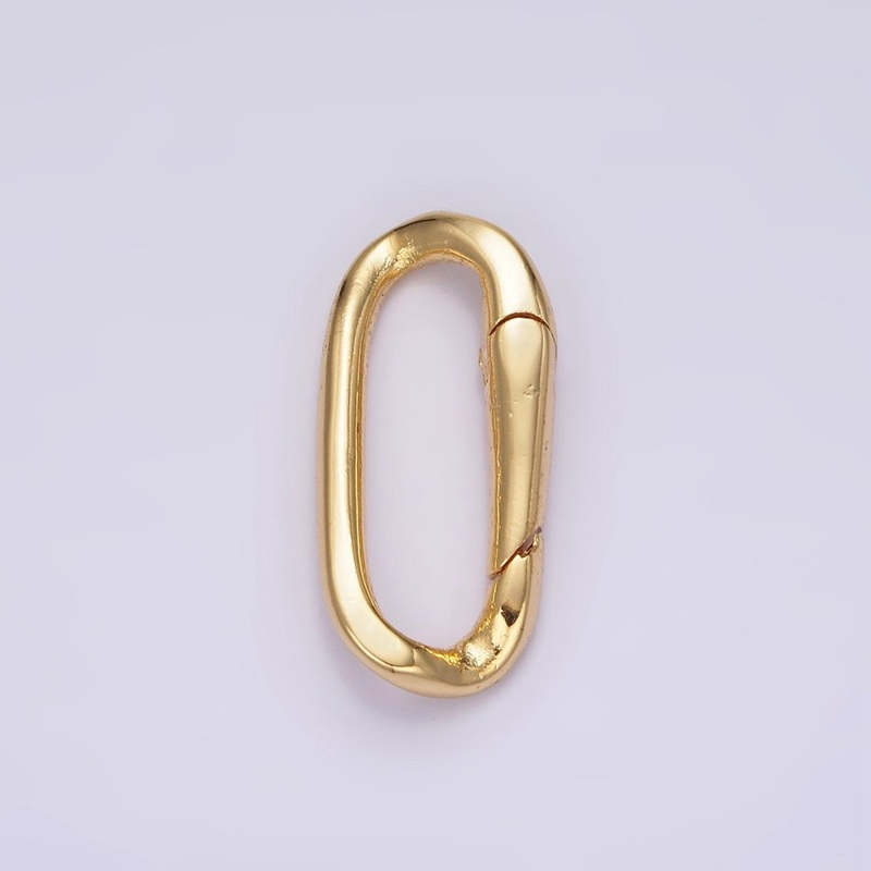 24K Gold Filled 21mm Edged Paperclip Oblong Push Spring Gate Minimalist Findings Supply | Z574