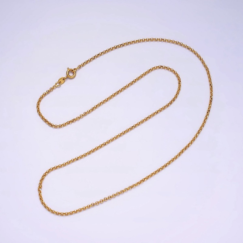 24K Gold Filled 2mm Dainty Rollo Chain 19.75 Inch Layering Necklace | WA-1940 Clearance Pricing