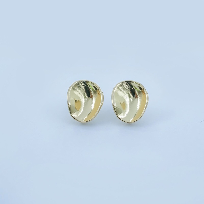 24K Gold Filled Hammered Oval Drop Stud Earring Findings | Z1128