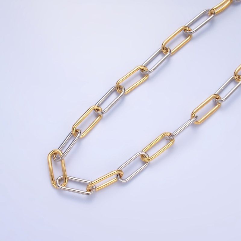 24K Gold Filled Mixed Metal Paperclip Unfinished Chain by Yard | Roll-1530
