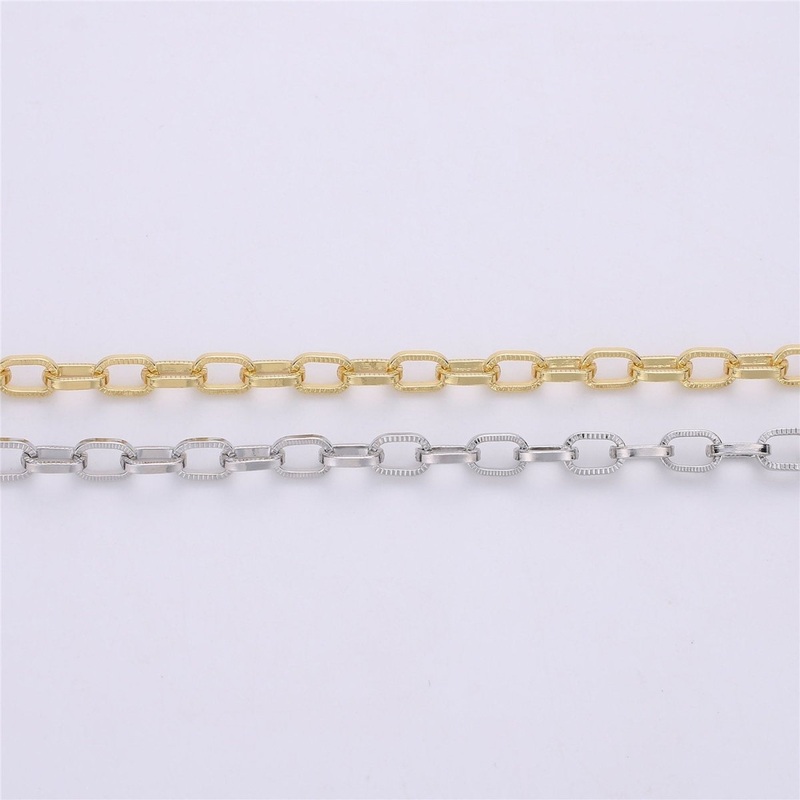 24K Gold Filled Paper Clip Chain, Unfinished Chain by Yard, Rectangle Drawn for Bracelet, Necklace Jewelry Making Supply 6x10mm | ROLL-092, ROLL-093 Clearance Pricing Gold